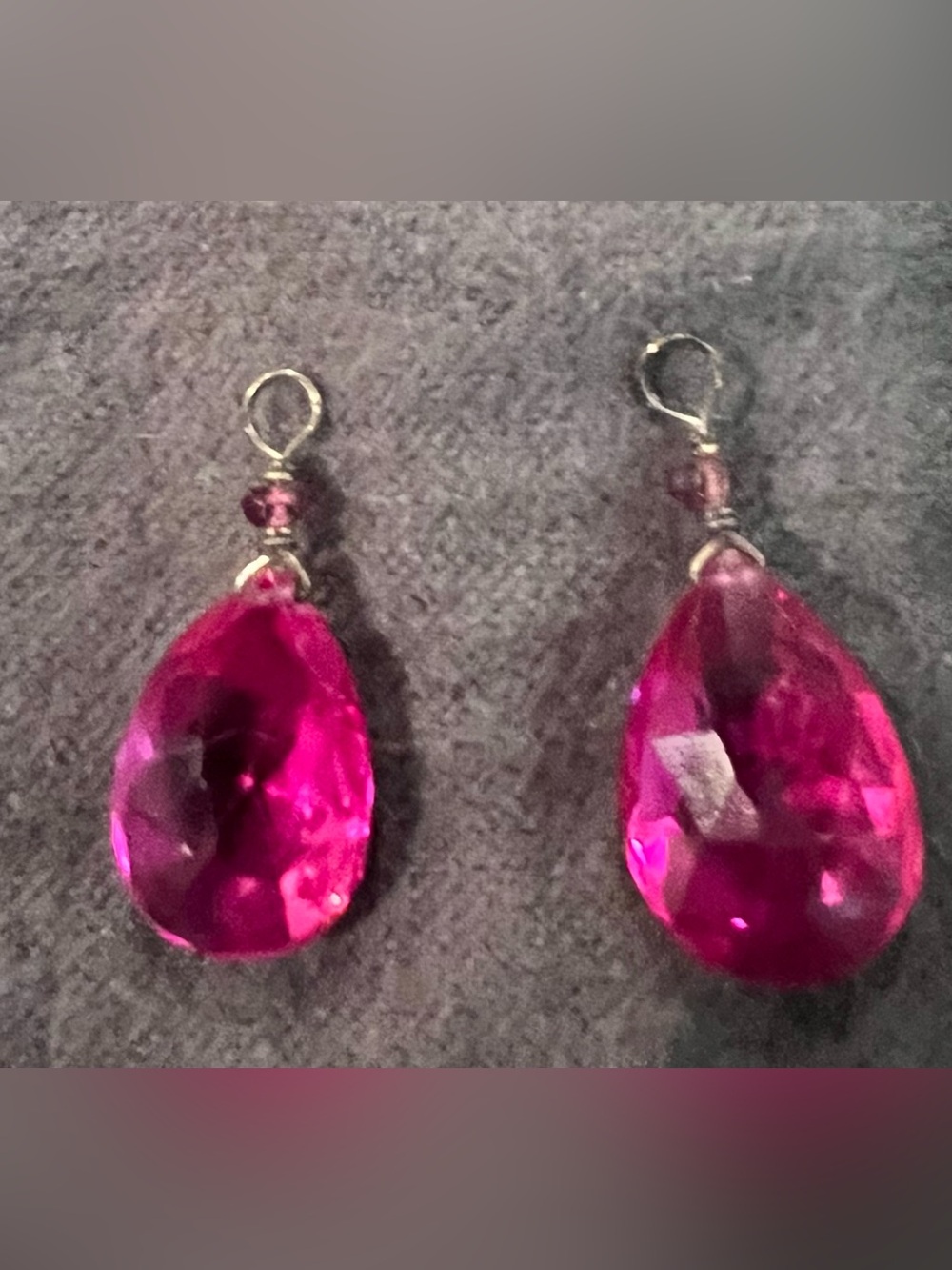 Hot Pink Teardrop Crystal Drops